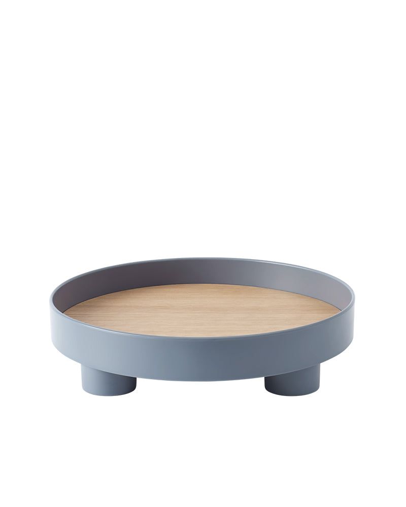 Platform - Blue serving tray with oak top
