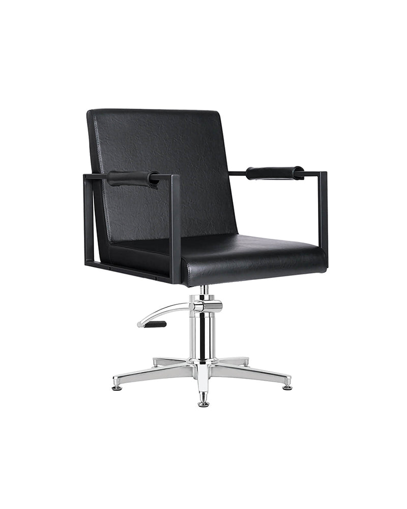 Harper - Black hairdresser's chair - Chrome cross foot