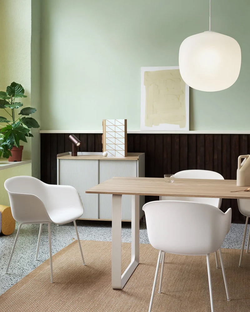 Enfold - Gray sideboard - Fluted metal - Oak wood