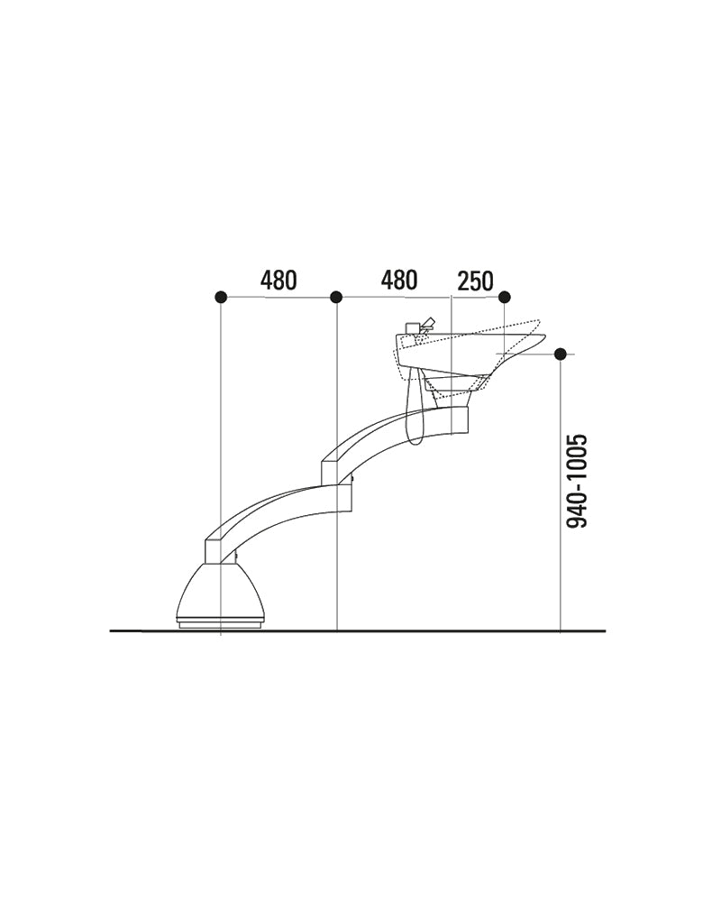 Contura swing PLUS - Black pedestal sink - White basin