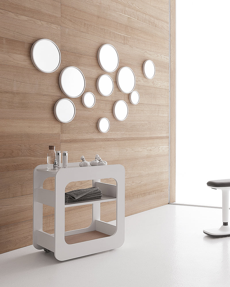 Creo - White rolling table - Oak pattern