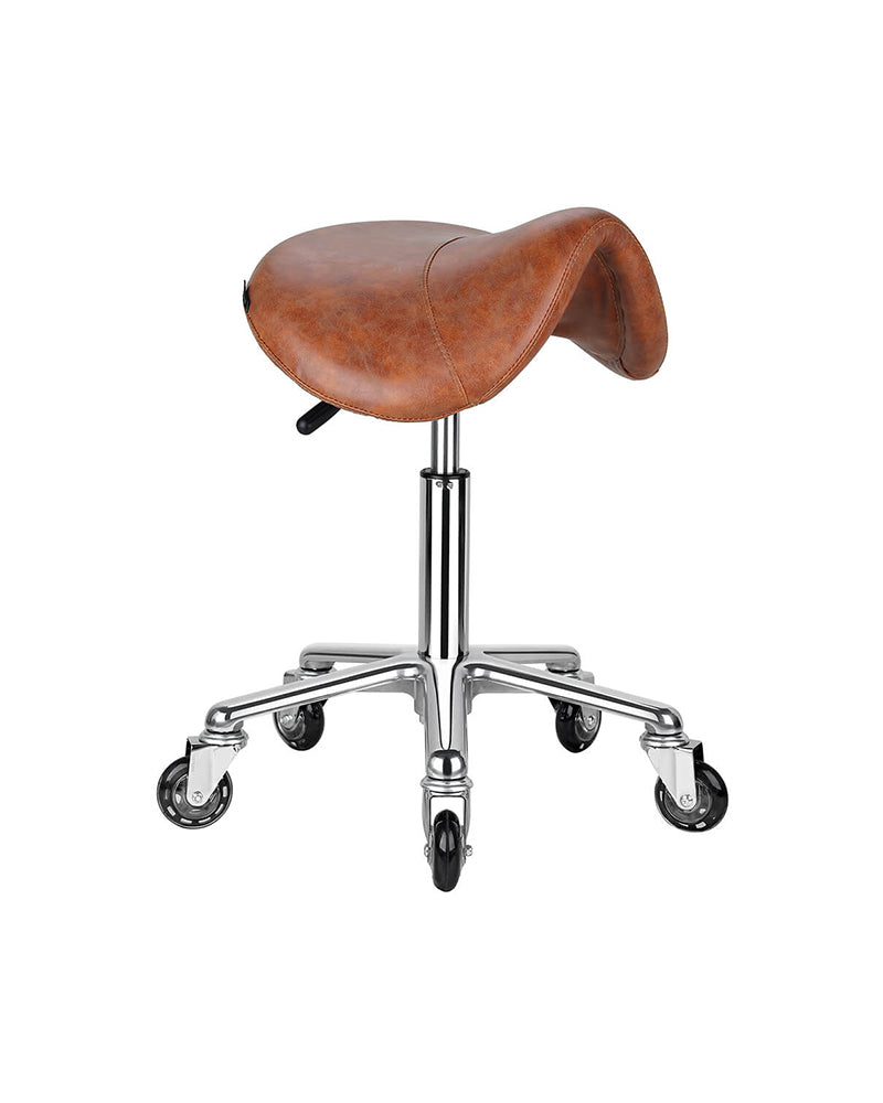 Saddle Tan - Brown cutting chair - Chrome cross foot