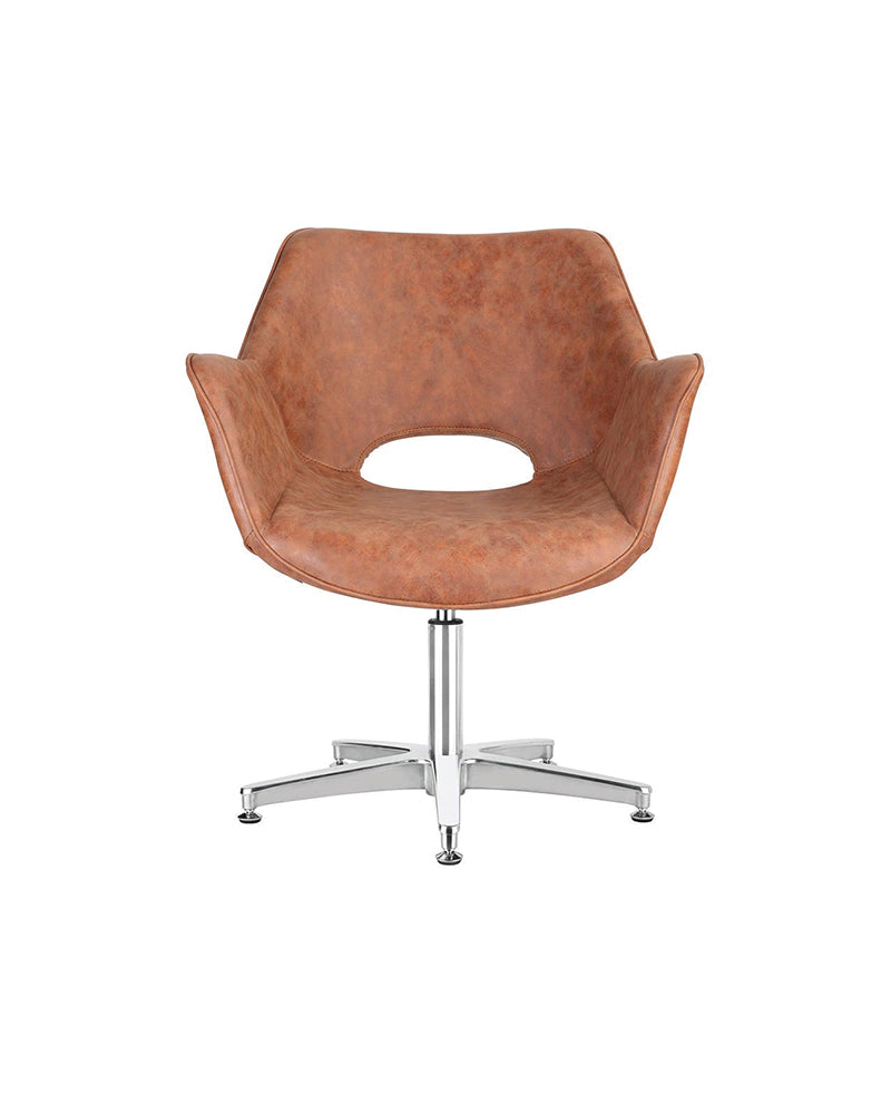 Chloe Tan - Brown Waiting Chair - Chrome Cross Leg