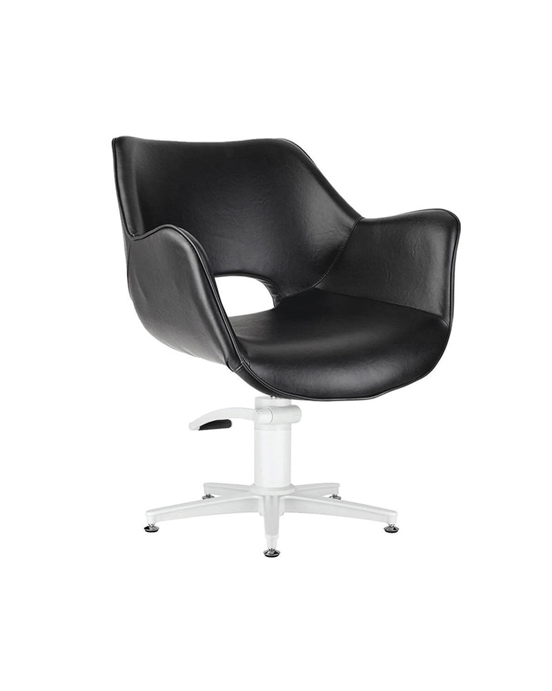 Chloe Black - Black hairdressing chair - White cross foot
