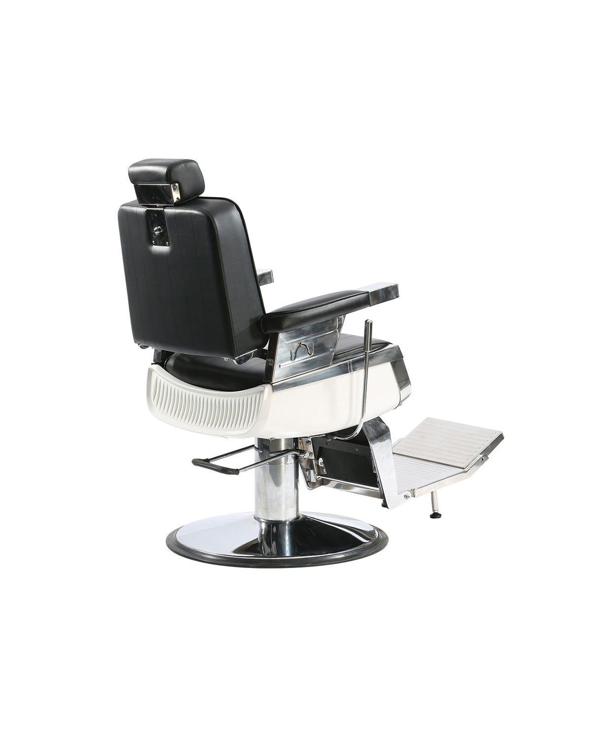 Bart - Fauteuil barbier noir avec base ronde chromée
