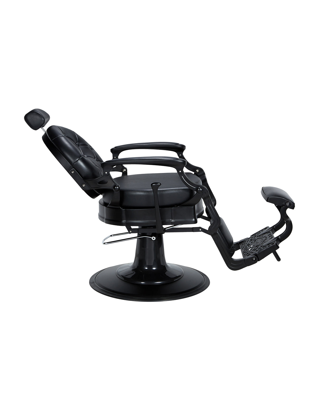 Check - Fauteuil barbier noir avec base ronde noire