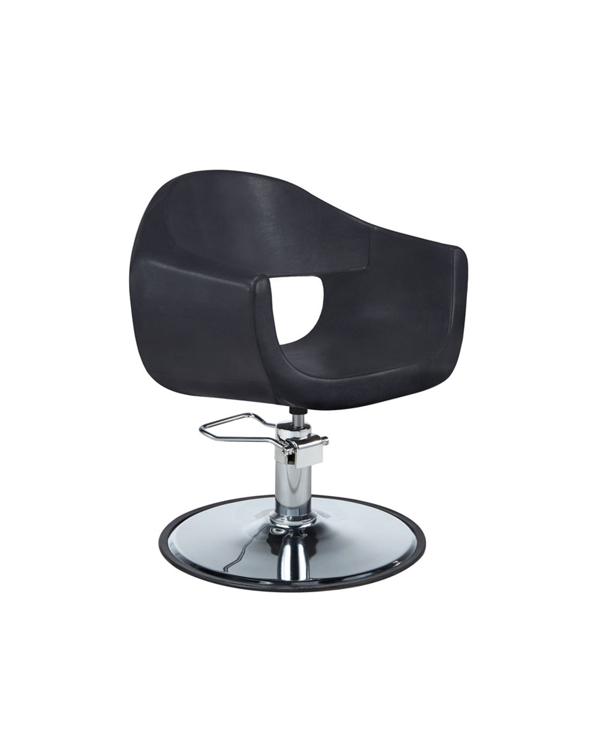 Cindy - Fauteuil de coupe noir avec base ronde chromée