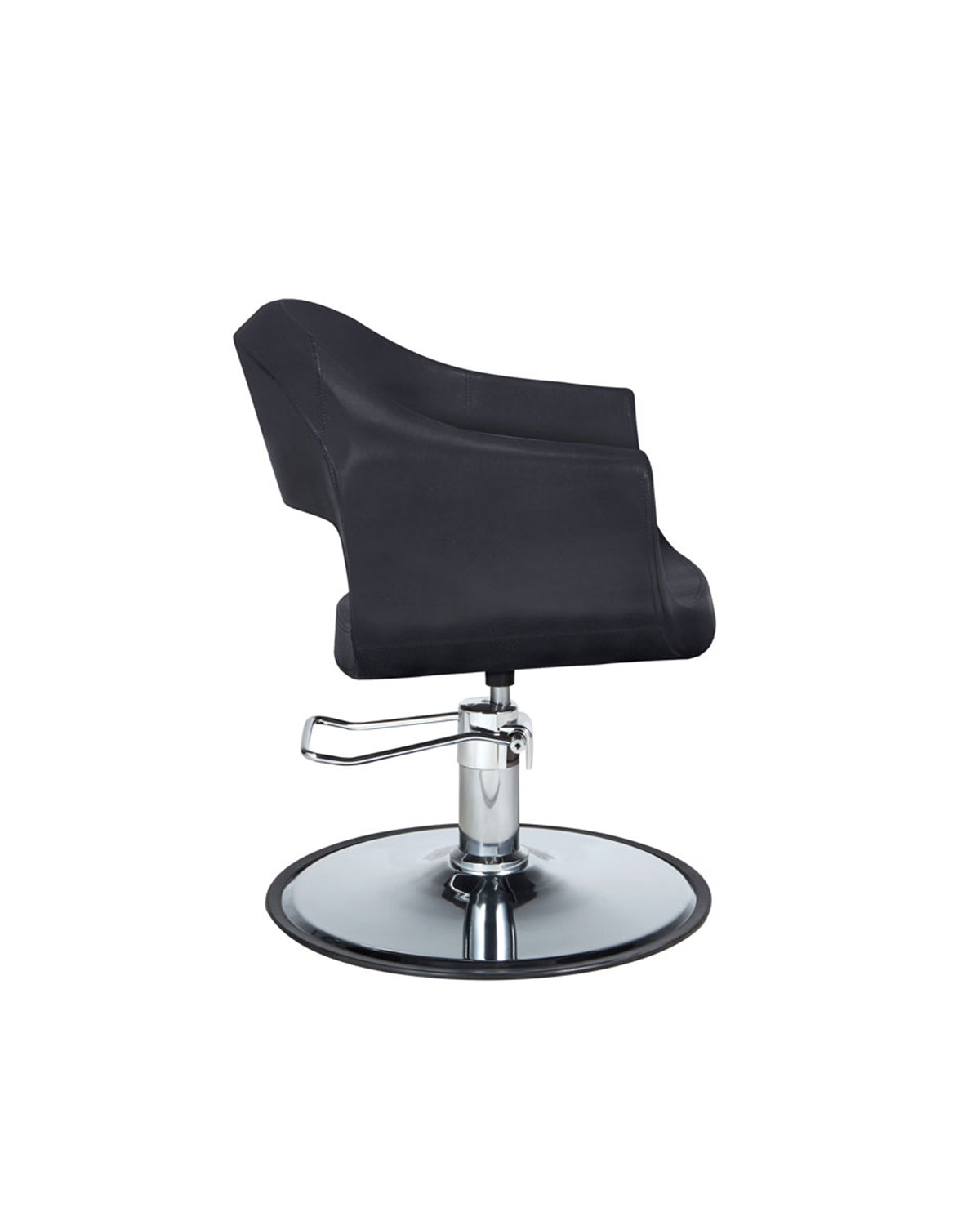 Cindy - Fauteuil de coupe noir avec base ronde chromée