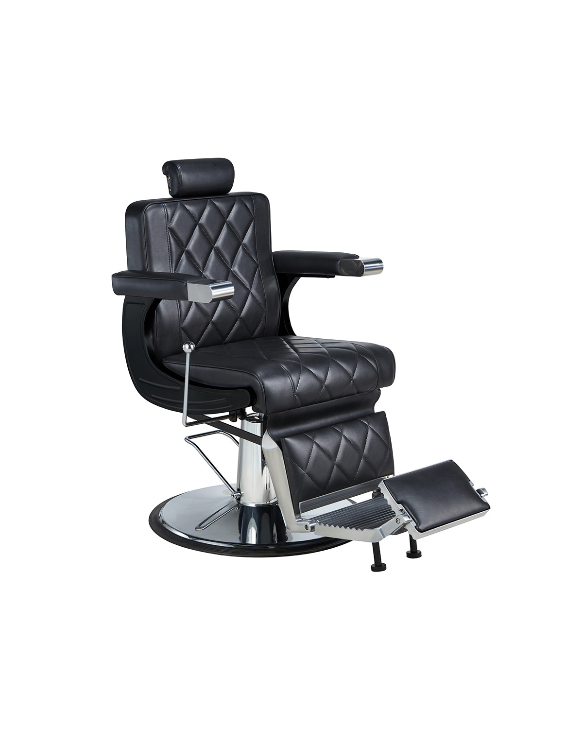 Dave - Fauteuil barbier noir avec base ronde chromée