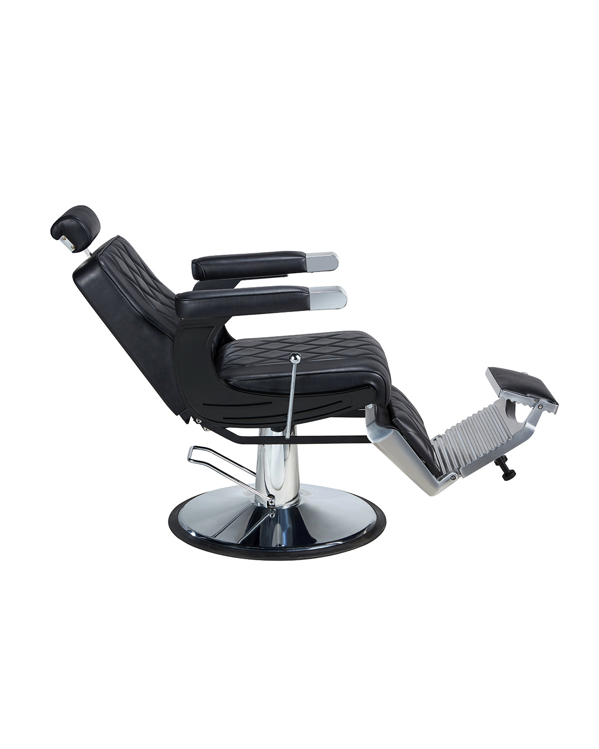 Dave - Fauteuil barbier noir avec base ronde chromée
