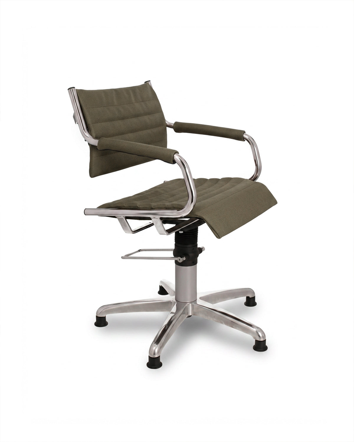 Greiner 59 - fauteuil de coupe vert foncé avec base étoile chromée