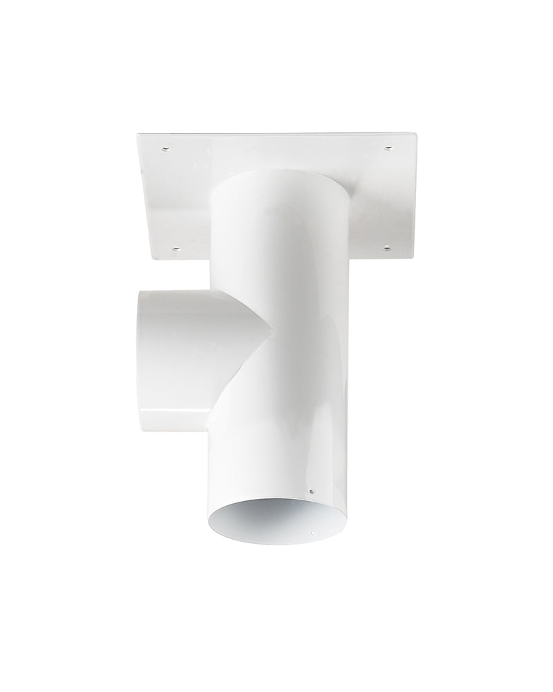 Hvidt loftbeslag til udsugningsarm