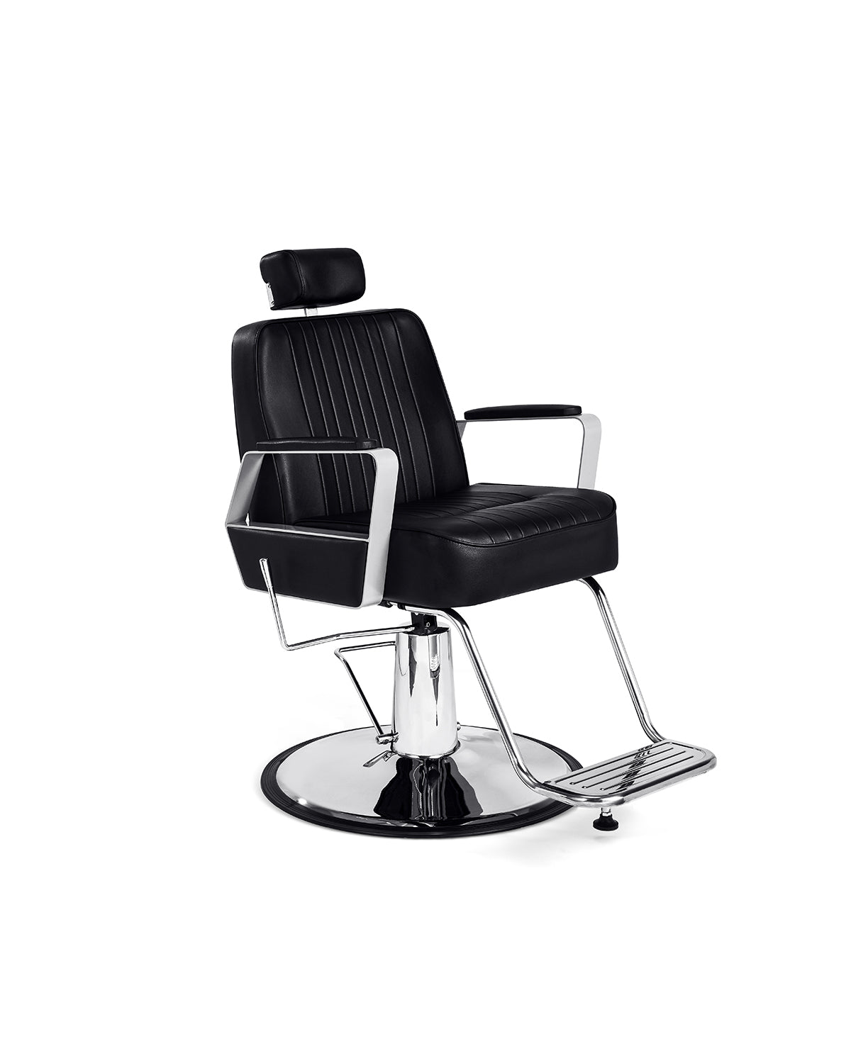 Joey - Fauteuil barbier noir avec base ronde chromée