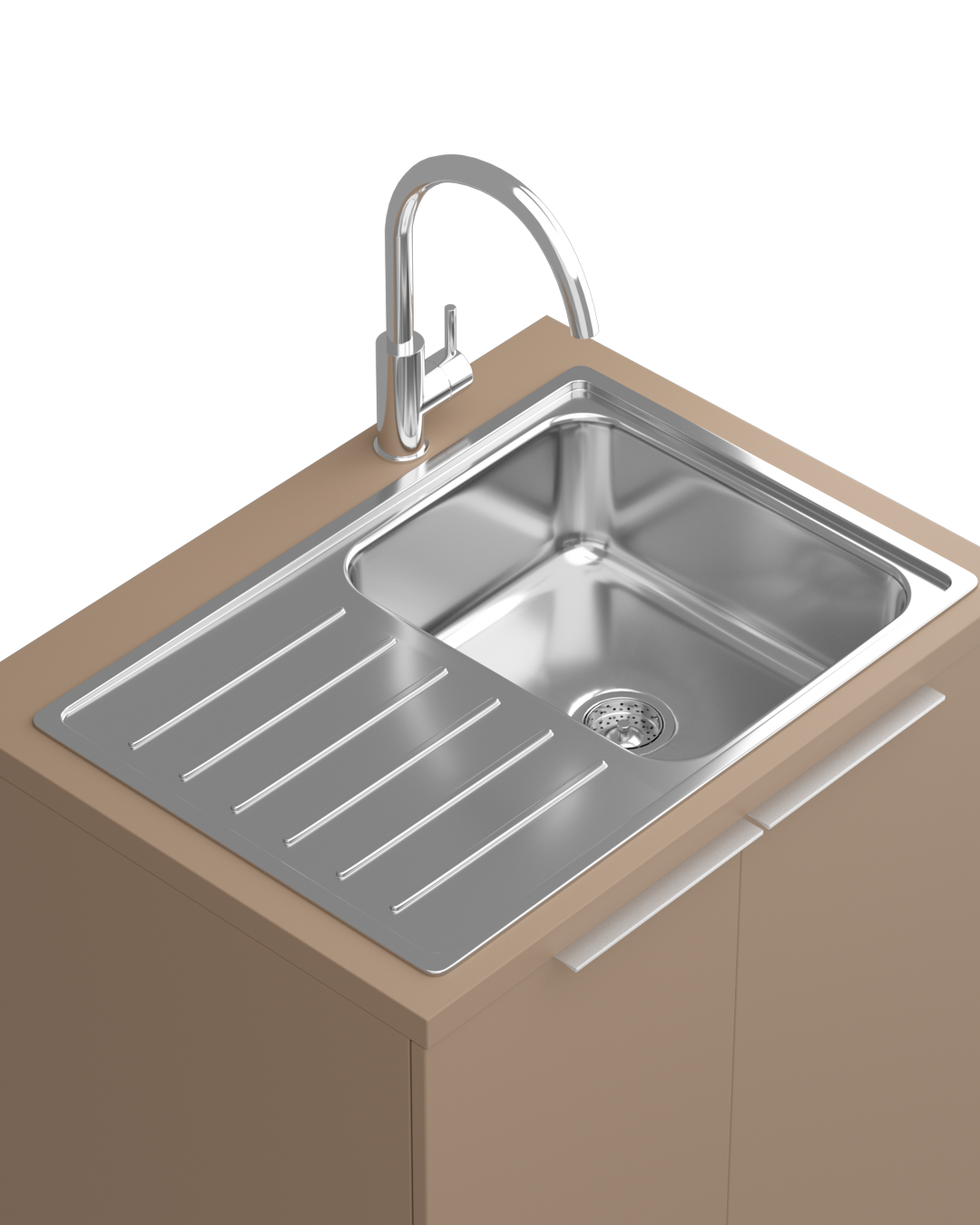 Colorbar wash basin - Beige wash cabinet - Chrome sink