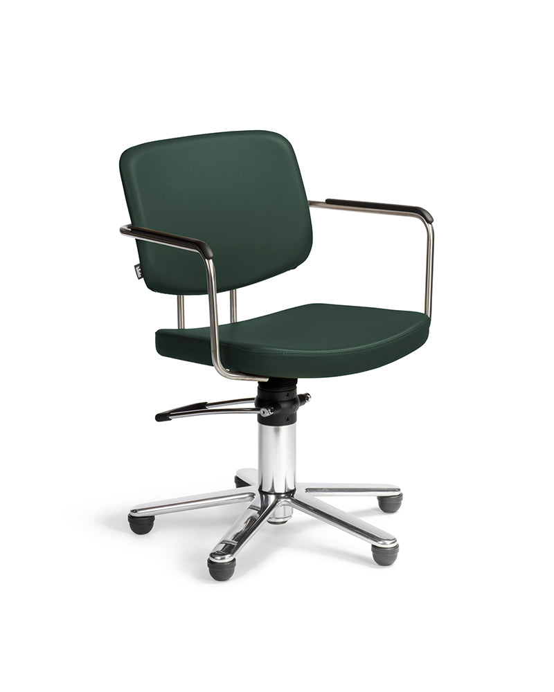 Gogo - Fauteuil de coupe vert avec base étoile chromée