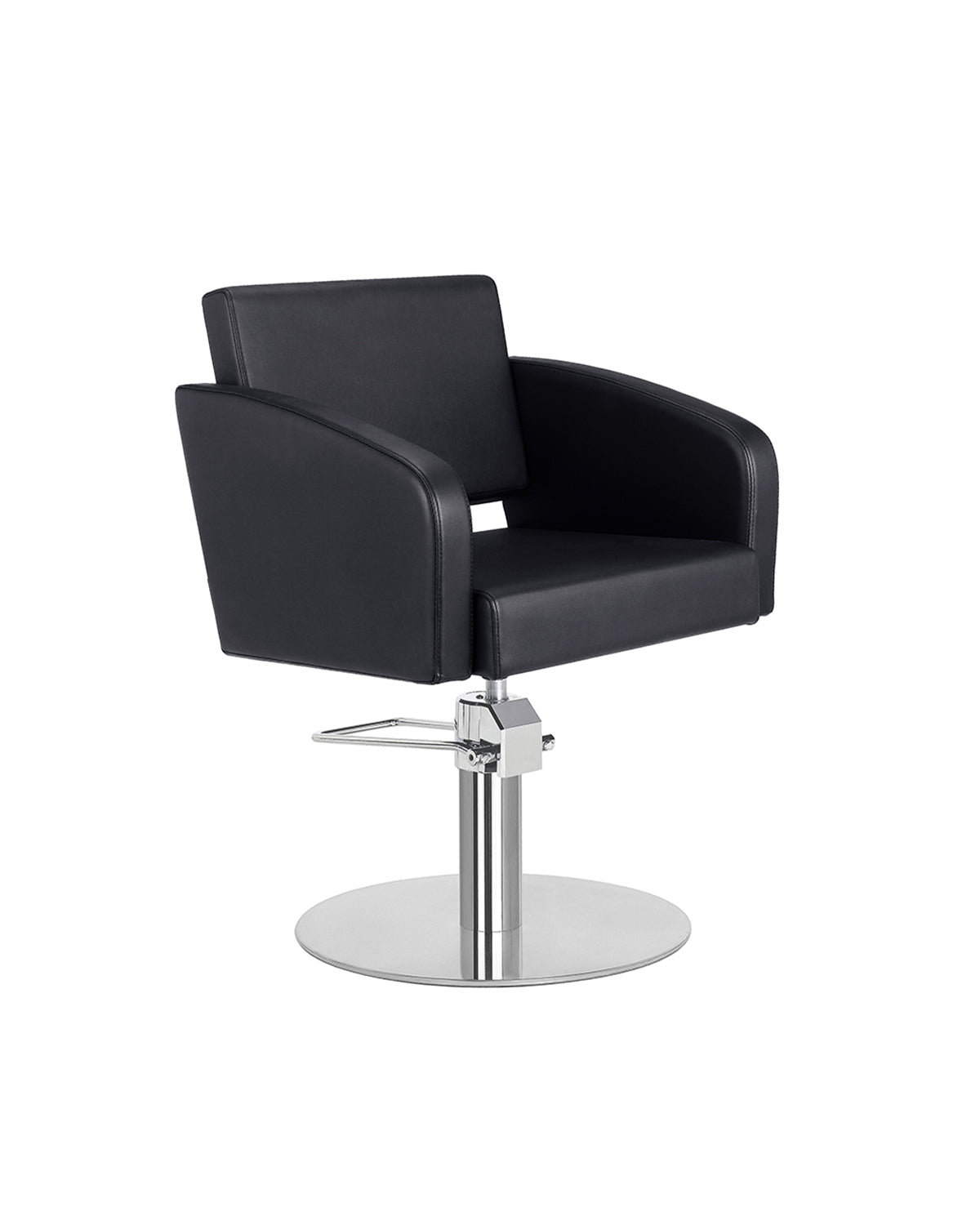 Loris - Fauteuil de coupe noir avec base ronde chromée