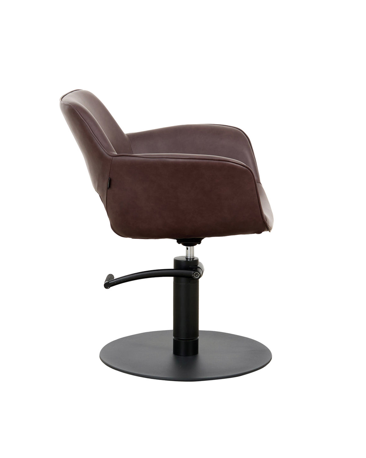 Milo Merlot - Fauteuil de coupe brun avec base ronde noire