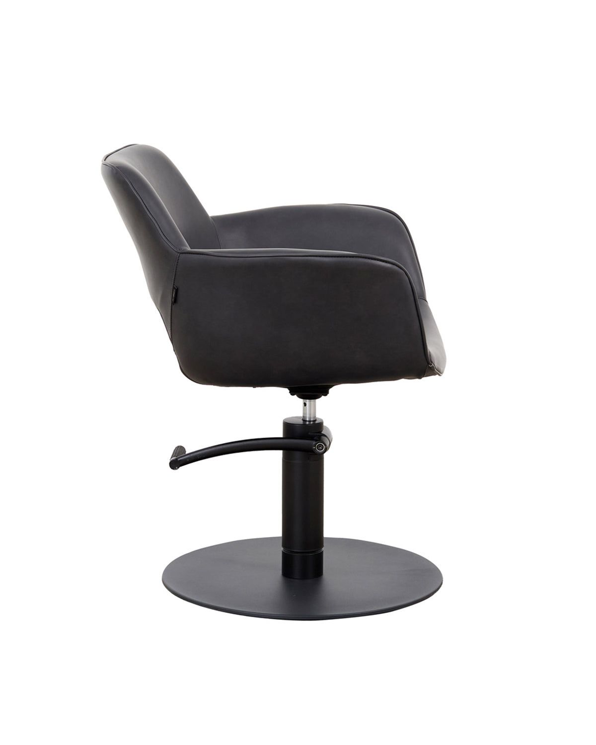 Milo Midnight - Fauteuil de coupe gris avec base ronde noire