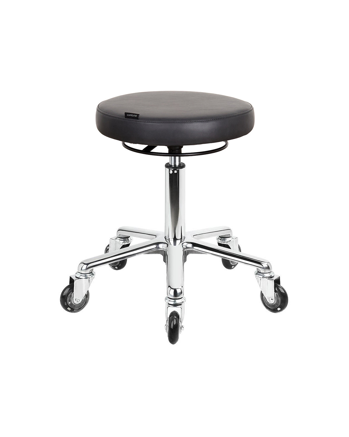 Round Midnight - Tabouret de coiffure gris avec base étoile chromée
