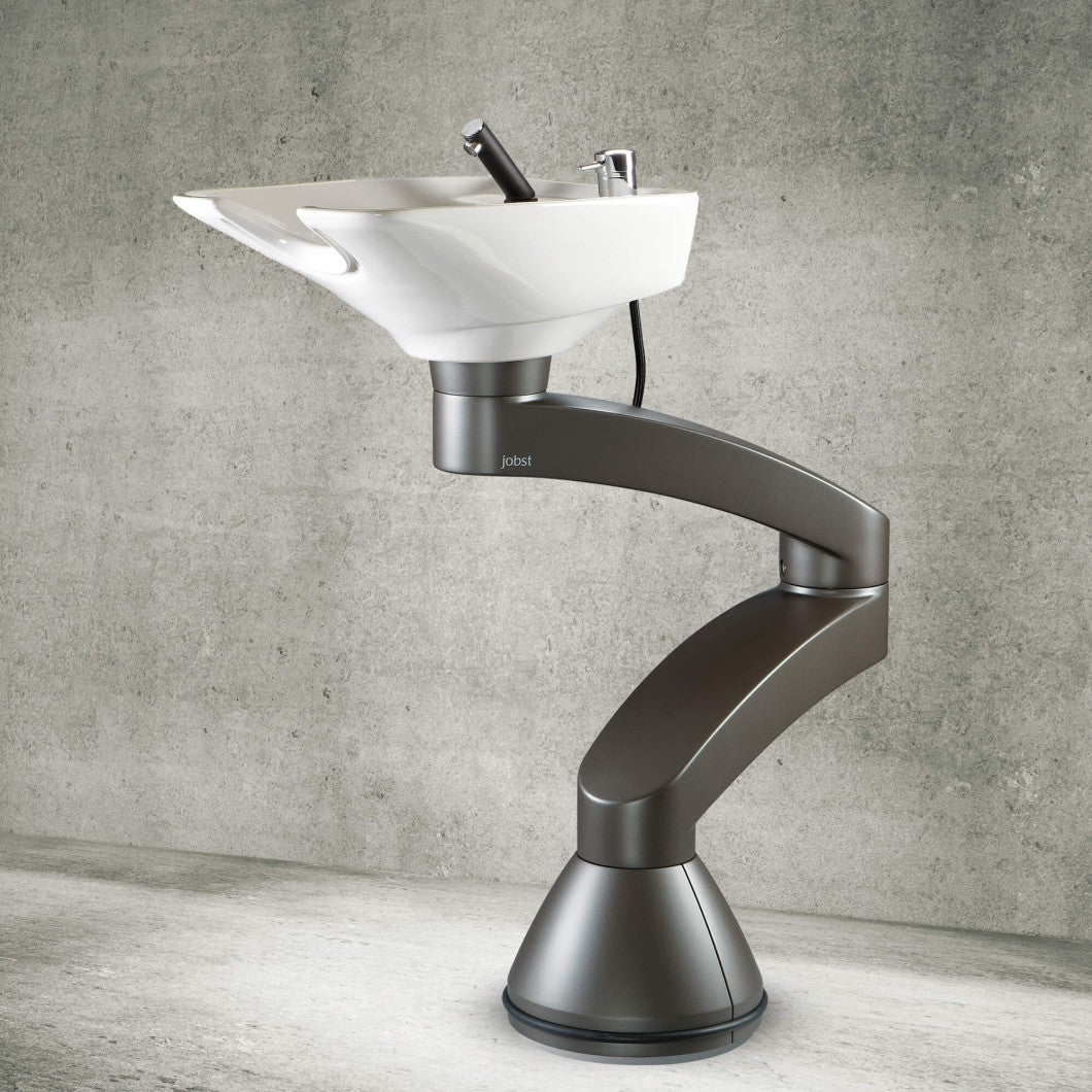 Contura swing PLUS - Dark gray pedestal sink - White basin